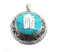 Pendentif Argent - Hatari - Turquoise - Femme - 25x33 mm - Véritable Turquoise