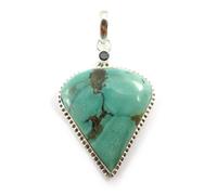 Pendentif Argent - Hatari - Turquoise - Femme - 50x34 mm - Grenat - Bijou quotidien