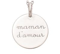 Pendentif Argent 'Maman d'Amour' argenté (rhodié) - 15 mm [R2563]
