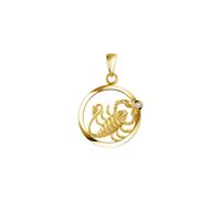 Pendentif argent massif 925 plaqué or signe du zodiaque Scorpion 1 topaze bla...