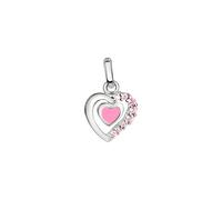 Pendentif argent massif 925 rhodié coeur vernis rose 8 zirconium rose V