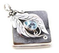 Pendentif Argent ""Origines"" Noir / Turquoise