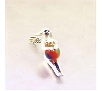 Pendentif Argent ""Petite Fée"" Orange Vert