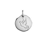 Pendentif argent rhodié galet 18mm avec colombe