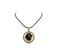 Pendentif artisanal - Signe astrologique du Lion - Acrylique doré/noir & dos en bois de noyer - Gravure laser - Bijou zodiacal mixte - Fabrication française - Cordon offert - Ø30 mm