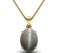 Pendentif Ashtadhatu en pierre œil de chat 8,50 Ratti Rashi Ratna naturelle certifiée Lehsuniya Médaillon Pierre précieuse non chauffée et non traitée pour homme et femme - B07V4N6LMRNAMZ