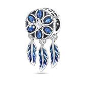 Pendentif attrape-rêves en argent sterling 925 avec cristal exotique bleu - Compatible avec les bracelets à breloques Pandora