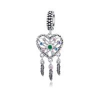 Pendentif attrape-rêves en argent sterling avec cristaux colorés, compatible avec les bracelets et colliers Pandora