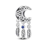Pendentif attrape-rêves en forme de fleur et lune en argent sterling 925 compatible avec les bracelets à breloques Pandora
