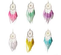 Pendentif attrape-rêves fait à la main, perles colorées et chaîne résistante à la rouille pour décoration de jardin en plein air, carillon éolien bohème (blanc)