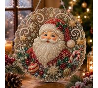 Pendentif attrape-soleil de Noël en peinture diamant, 20x20 cm, kit de loisirs créatifs en acrylique avec perles, pour adultes. Suspension facile grâce à une chaîne en métal. Effet brillant 3D Kit