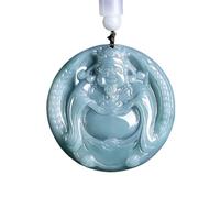 Pendentif authentique en jade naturelle bleue Dieu de la richesse Jade et bijoux pour hommes et femmes Accessoires de cou Cadeau