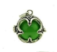 Pendentif Bijou Argent Bola Grossesse Trèfle 4 Feuilles Carillon Vert.