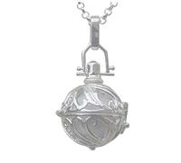 Pendentif Bijou Bola de Grossesse Plaqué Argent Plume Blanc et collier chaîne; Livraison rapide avec suivi.