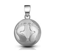 Pendentif Bijou de Grossesse Bola Argent et Petits Pieds en Relief. Livraison rapide avec suivi.