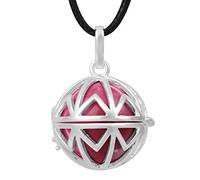 Pendentif Bijou de Grossesse Bola"Equilibre" Carillon Rose Fuschia Plaqué Argent et Cordon.