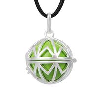 Pendentif Bijou de Grossesse Bola"Equilibre" Carillon Vert Plaqué Argent et Cordon.