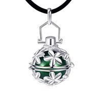 Pendentif Bijou de Grossesse Bola"Fleurs" Vert Plaqué Argent et Cordon. Fermoir sans crochet. Belle qualité. Déstockage.
