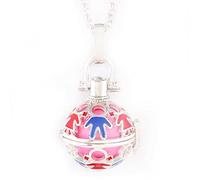 Pendentif Bijou de Grossesse Bola"La Famille s'agrandit" Plaqué Argent Carillon Rose.