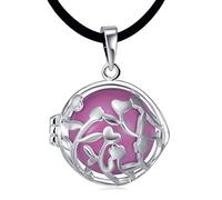 Pendentif Bijou de Grossesse Bola"Lianes de Coeurs" Carillon Rose Plaqué Argent et Cordon. Ouverture dans crochet.