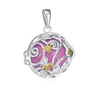 Pendentif Bijou de Grossesse Bola"Lianes et Fleurs Or" Carillon Rose Plaqué Argent et Cordon. Ouverture dans crochet.