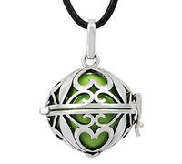 Pendentif Bijou de Grossesse Bola"Reflets Miroirs" Plaqué Argent Carillon Vert.