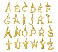 Pendentif bijou en or 375 jaune brillant/mat lettre E longueur 18mm 9 carats V