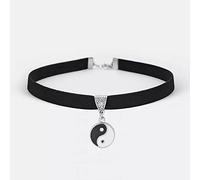 Pendentif Bijoux de Mode Noir Plat Faux Daim Cordon en Cuir Yin Yang Charme Collier Ras du Cou Bijoux cotillons