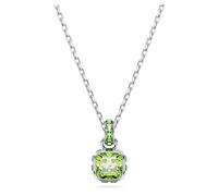 Pendentif Birthstone, Taille Carré, Août, Vert, Métal rhodié OS