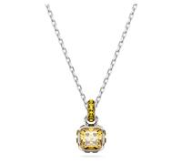 Pendentif Birthstone, Taille Carré, Novembre, Jaune, Métal rhodié OS