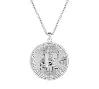 Pendentif Bitcoin Femmes Hommes Plaqué Or Cercle Bitcoin Pendentif Collier Chaîne De Breloques Bitcoin En Acier Inoxydable Femelle Mâle Cadeau
