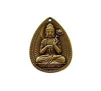 Pendentif Bouddha en laiton, sculpté double face, représentant les huit dieux gardiens du zodiaque (48 x 35 x 3 mm)