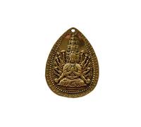 Pendentif Bouddha en laiton, Zodiaque, Huit Dieux Gardiens, Rat, 48 x 35 x 3 mm, Sculpture 3D double face