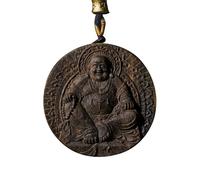 Pendentif Bouddha Maitreya en Bois d'agar Brunei, 5,4 cm de diamètre, symbolisant la tolérance et Le Bonheur