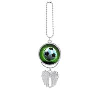 Pendentif boule de football à suspendre pour voiture, rétroviseur, porte-bonheur, ornement amusant à suspendre dans la voiture, pour bureau, décoration de la maison, style argenté