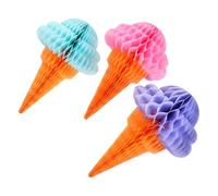 Pendentif Boule en Nid D'abeille Crème Glacée 3pcs Papier Couleur Aléatoire