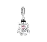 Pendentif breloque urne cendres toujours dans mon cœur empreinte patte animal compagnie chat chien animal commémoratif véritable argent sterling 925 compatible bracelet