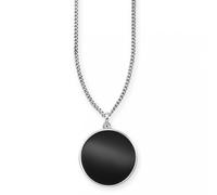 pendentif cai men avec chaîne en argent massif 925 rhodié onyx noir rose...