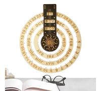 Pendentif calendrier perpétuel - Cadran circulaire en bois, décor de table de ferme vintage, gardez une trace des dates, des jours et des mois avec un look rustique et élégant pour la maison ou le