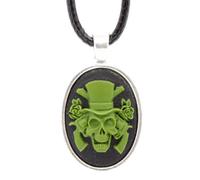 Pendentif Camée en résine Crâne + cordon cuir noir