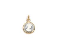 Pendentif ""camée fond BLEU rond""plaqué or 750/000 garanti sans nickel