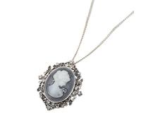 Pendentif camée ovale avec strass en cristal - Accessoire vintage fait à la main - Bijou élégant pour mettre en valeur votre tenue, taille unique, comme décrit