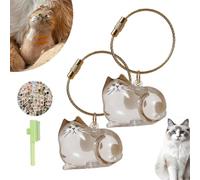 Pendentif capsule souvenir en fourrure de chat avec 100 autocollants en forme de chat - Cadeau commémoratif - Bouteille de rangement pour poils d'animaux de compagnie - Porte-clés pour perte de poils