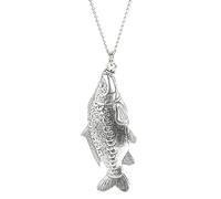 Pendentif Carpe Miroir + Chaîne Argent 50 cm (Hommes) Pendentif Poisson Collier Argent Chaîne Poisson, One Size, Métal, Pas de gemme