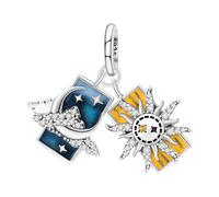 Pendentif carte clow soleil et lune, perles de charme en argent sterling 925, compatible avec le collier bracelet pandora