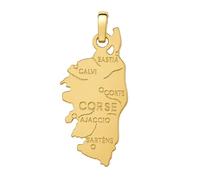 Pendentif Carte Corse Plaqué Or 18K - Bijou Régional Mixte Poinçonné Seul