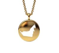 Pendentif carte de Dubaï, Abu Dhabi, Émirats arabes unis, forme ronde de 24 mm et épaisseur de 1,5 mm, en argent sterling plaqué or 14 carats, breloque Terre, bijou de voyage délicat | LKB_MAP_579