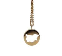 Pendentif carte de la Bulgarie en argent sterling plaqué or 14 carats, forme ronde de 24 mm et épaisseur de 1,5 mm, breloque Terre, bijou de voyage délicat | Médaillon gravé Aventure | LKB_MAP_280