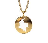 Pendentif carte de la Colombie en argent sterling plaqué or 14 carats, forme ronde de 24 mm et épaisseur de 1,5 mm, breloque Terre, bijou de voyage délicat | Médaillon gravé Aventure | LKB_MAP_656