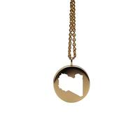 Pendentif carte de la Libye en argent sterling plaqué or 14 carats, forme ronde de 24 mm et épaisseur de 1,5 mm, breloque Terre, bijou de voyage délicat | Médaillon gravé Aventure | LKB_MAP_407